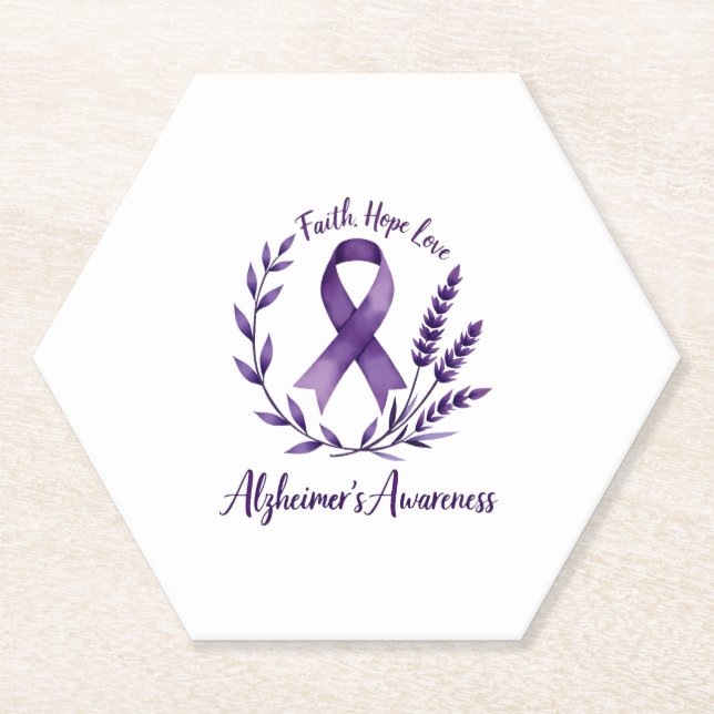 Faith Hope Love Alzheimer's Awareness Dragonfly (1 Paper Coaster (Front)