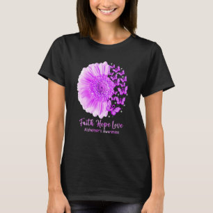 Faith Hope Love Alzheimer's Awareness Sunflower Bu T-Shirt