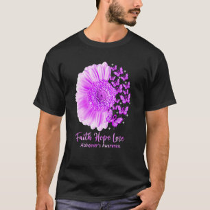 Faith Hope Love Alzheimer's Awareness Sunflower Bu T-Shirt