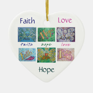 Faith Hope Love Angel Art Collage Ornament Pendant