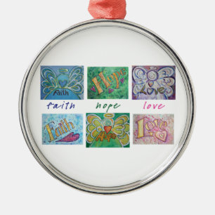 Faith Hope Love Angel Art Collage Ornament Pendant