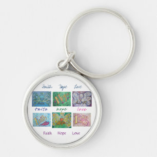 Faith Hope Love Angel Word Collage Keychain