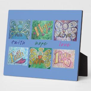 Faith, Hope, Love Angel Word Collage Poem Plaque
