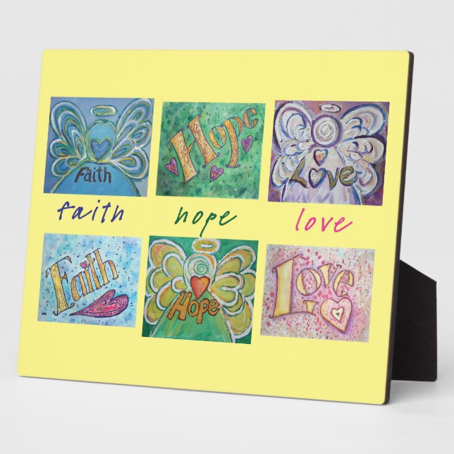 Faith, Hope, Love Angel Word Collage Poem Plaque (Side)