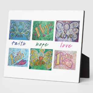 Faith, Hope, Love Angel Word Collage Poem Plaque