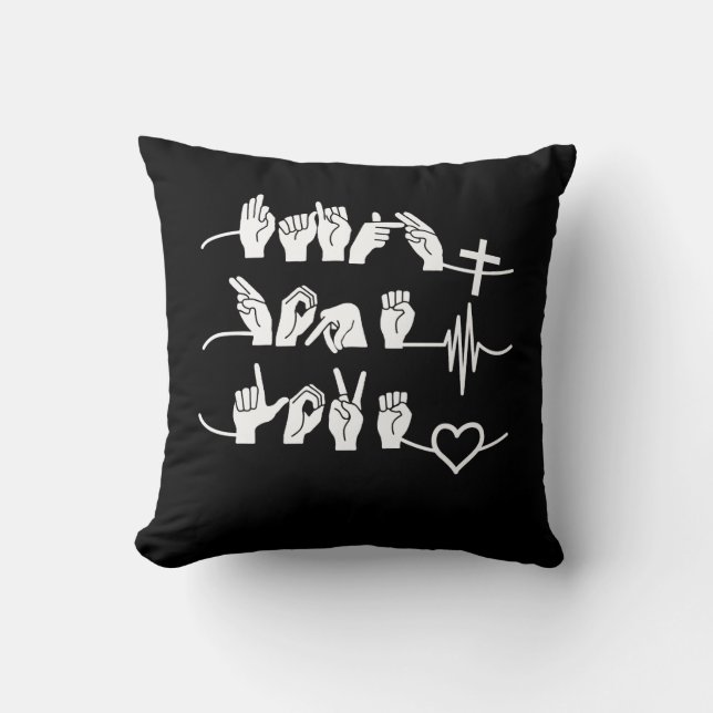 Faith Hope Love ASL American Sign Language Cushion (Front)