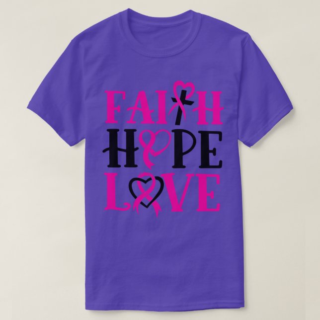 Faith Hope Love Awareness Cross Pink Ribbon Women T-Shirt (Design Front)