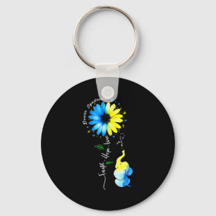 Faith Hope Love Awareness Down's Syndrome The Blue Key Ring