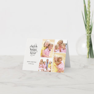 Faith Hope Love Black & Grey Photo Christmas Card