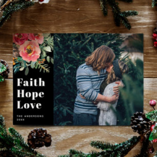 Faith Hope Love   Black Religious Photo Christmas Holiday Card