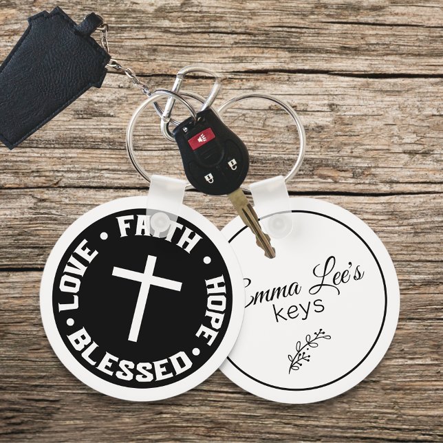Faith Hope Love Blessed Christian Quote Custom Key Ring (Creator Uploaded)