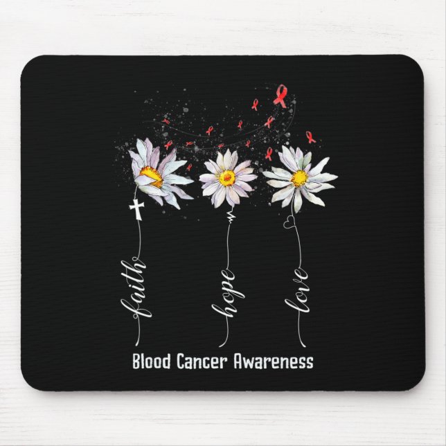 Faith Hope Love Blood Cancer Awareness  Flower Gif Mouse Pad (Front)