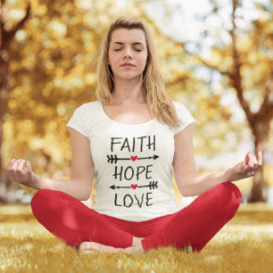 Faith Hope Love Boho Christian Arrow Red Heart T-Shirt