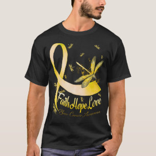 Faith Hope Love Bone Cancer Awareness Dragonfly T-Shirt