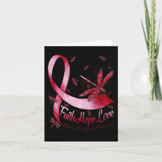 Faith Hope Love Brain Aneurysm Awareness Dragonfly Card (Front)