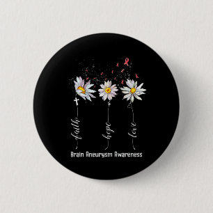 Faith Hope Love Brain Aneurysm Awareness Flower G 6 Cm Round Badge