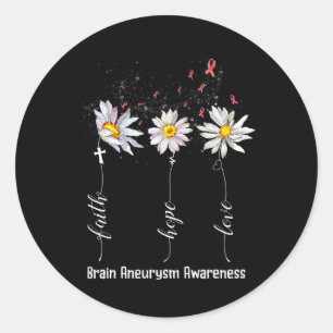 Faith Hope Love Brain Aneurysm Awareness Flower G Classic Round Sticker