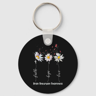 Faith Hope Love Brain Aneurysm Awareness Flower G Key Ring