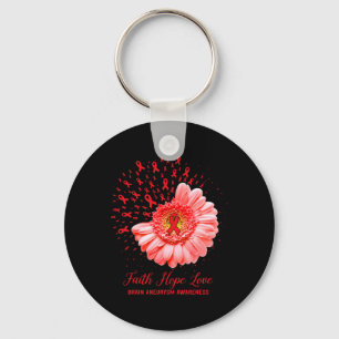 Faith Hope Love Brain Aneurysm Awareness Survivor Key Ring