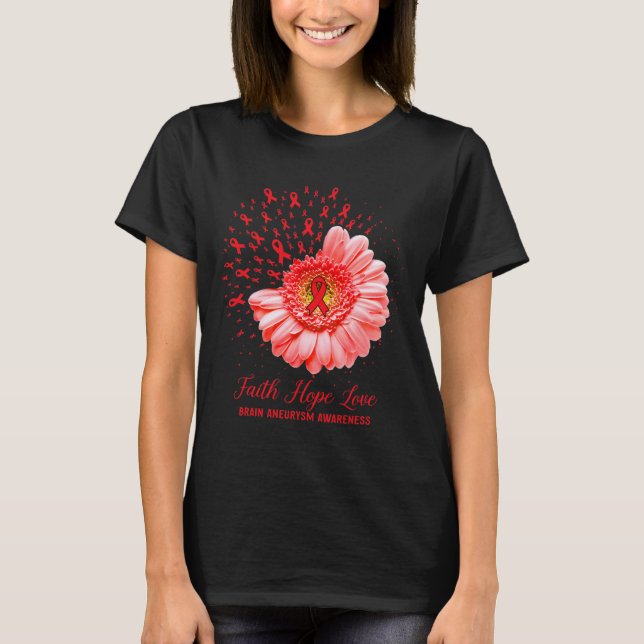 Faith Hope Love Brain Aneurysm Awareness Survivor  T-Shirt (Front)