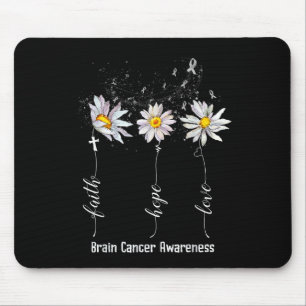 Faith Hope Love Brain Cancer Awareness Shirt Flowe Mouse Pad