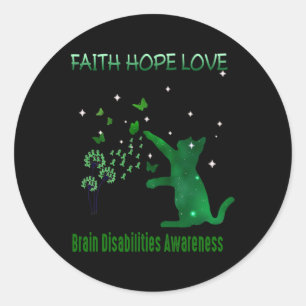 Faith Hope Love Brain Disabilities Awareness 1 Classic Round Sticker