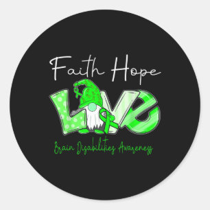 Faith Hope Love Brain Disabilities Awareness Classic Round Sticker