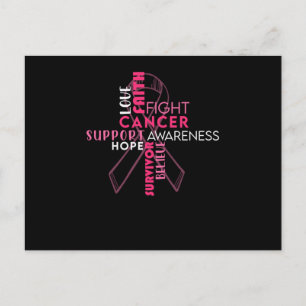 Faith Hope Love Breast Cancer Awareness Announcement Postcard