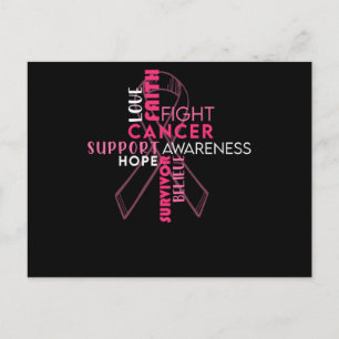 Faith Hope Love Breast Cancer Awareness Announcement Postcard
