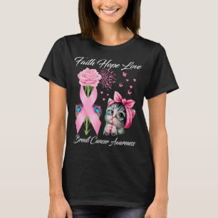 Faith Hope Love Breast Cancer Awareness Butterfly  T-Shirt