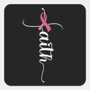Faith Hope Love Breast Cancer Awareness Christian Square Sticker