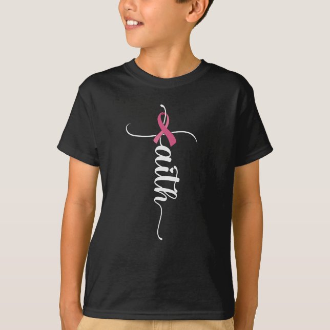 Faith Hope Love Breast Cancer Awareness Christian T-Shirt (Front)
