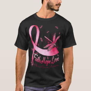 Faith Hope Love Breast Cancer Awareness Dragonfly T-Shirt