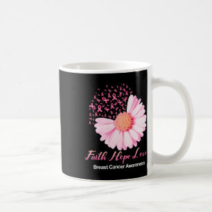 Faith Hope Love Breast Cancer Awareness Flower Pin Coffee Mug