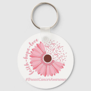 Faith, Hope, Love - Breast Cancer Awareness Key Ring