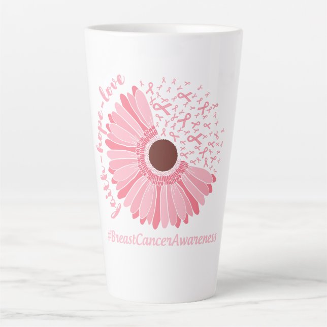Faith, Hope, Love - Breast Cancer Awareness Latte Mug (Front)