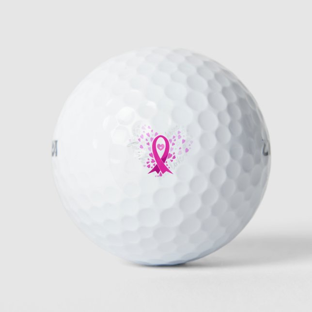 Faith Hope Love Breast Cancer Awareness Pink Ribbo Golf Balls (Front)