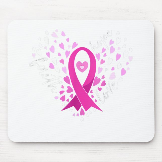 Faith Hope Love Breast Cancer Awareness Pink Ribbo Mouse Pad (Front)