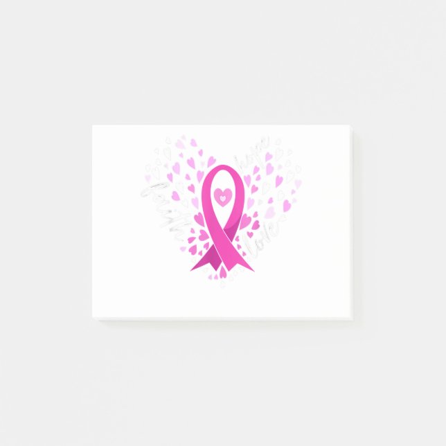 Faith Hope Love Breast Cancer Awareness Pink Ribbo Post-it Notes (Front)