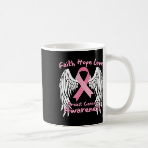 Faith Hope Love Breast Cancer Awareness Wings Pink Coffee Mug