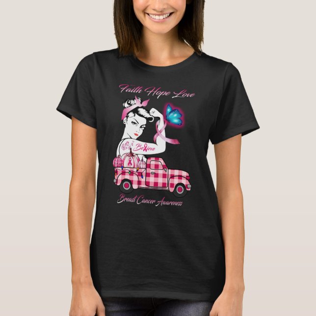 Faith Hope Love Breast Cancer Awareness women T-Shirt (Front)