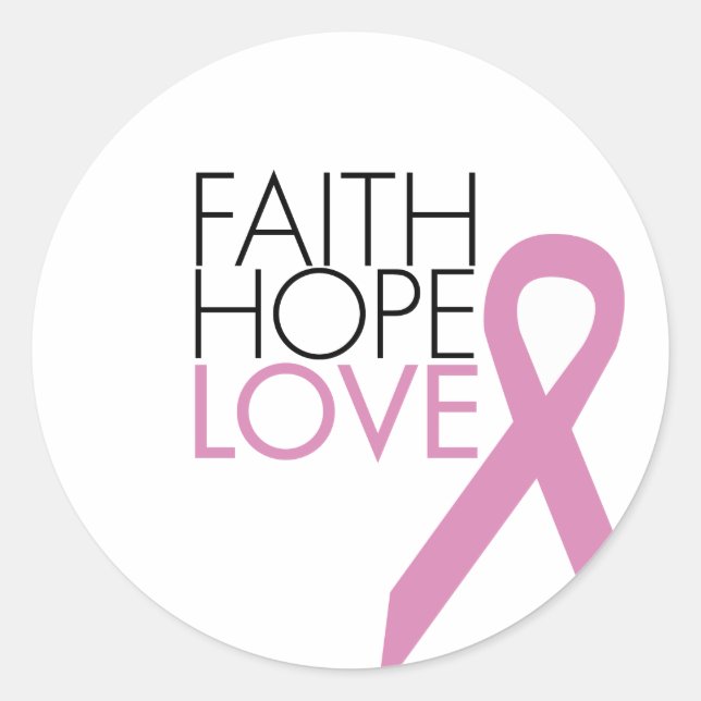 Faith, Hope, Love - Breast Cancer Support Classic Round Sticker (Front)