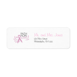 Faith, Hope, Love - Breast Cancer Support Return Address Label