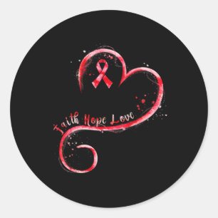 Faith Hope Love Burgundy Ribbon Brain Aneurysm Awa Classic Round Sticker