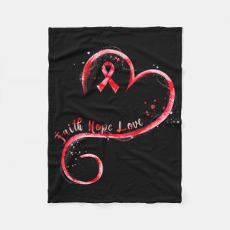 Faith Hope Love Burgundy Ribbon Brain Aneurysm Awa Fleece Blanket