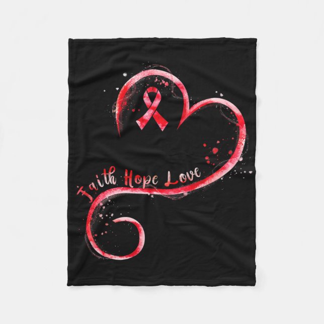 Faith Hope Love Burgundy Ribbon Brain Aneurysm Awa Fleece Blanket (Front)