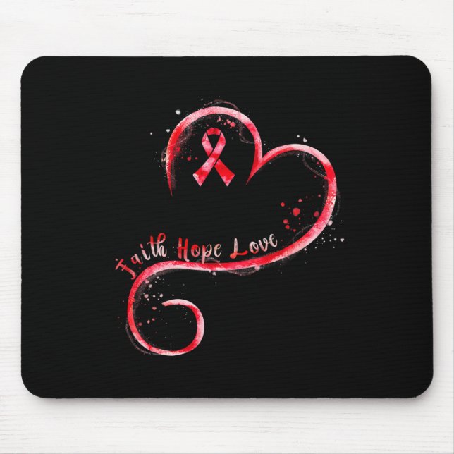 Faith Hope Love Burgundy Ribbon Brain Aneurysm Awa Mouse Pad (Front)