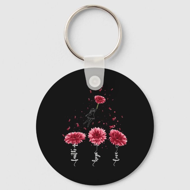 Faith Hope Love Burgundy Sunflower Brain Aneurysm  Key Ring (Front)