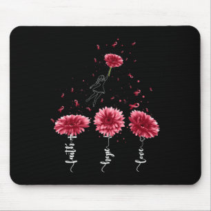 Faith Hope Love Burgundy Sunflower Brain Aneurysm Mouse Pad