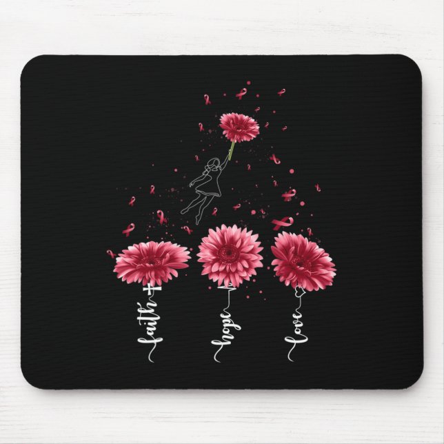 Faith Hope Love Burgundy Sunflower Brain Aneurysm  Mouse Pad (Front)